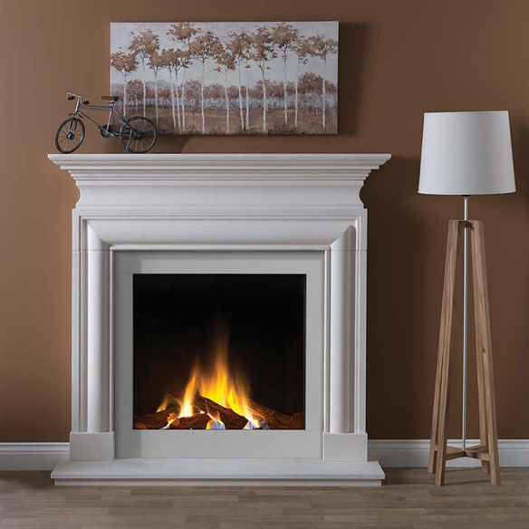 Trimline Fires 73 H Front - Caminetto a Gas quadrato con classica cornice in stile inglese