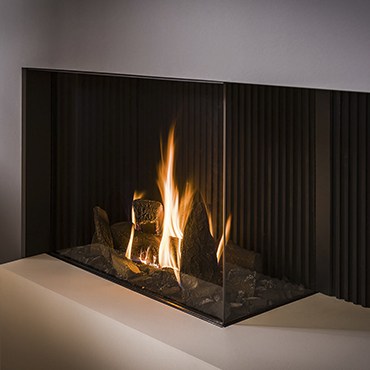 Trimline Fires 83 Corner Caminetto a Gas angolare con effetto fiamma molto realistico