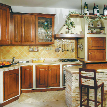 Fiordaliso Cucina Rustica in vera muratura e legno massello spazzolato - realizzata da Caminetti Carfagna