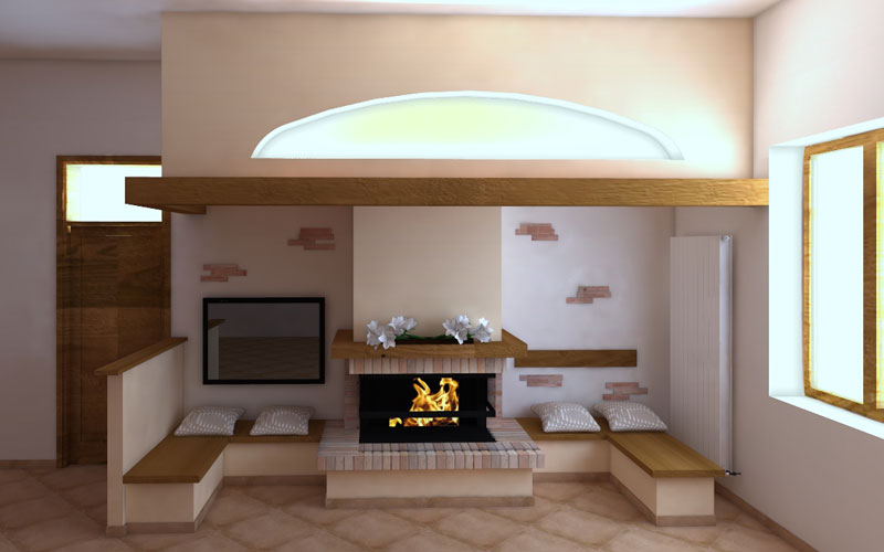 Progettazione di caminetti cornice a legna su misura personalizzati con render 3D - Caminetti Carfagna