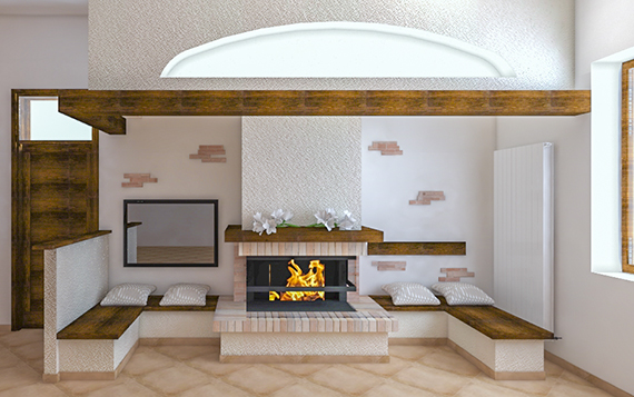 Realizzazione di caminetti cornice a legna su misura personalizzati con render 3D - Caminetti Carfagna