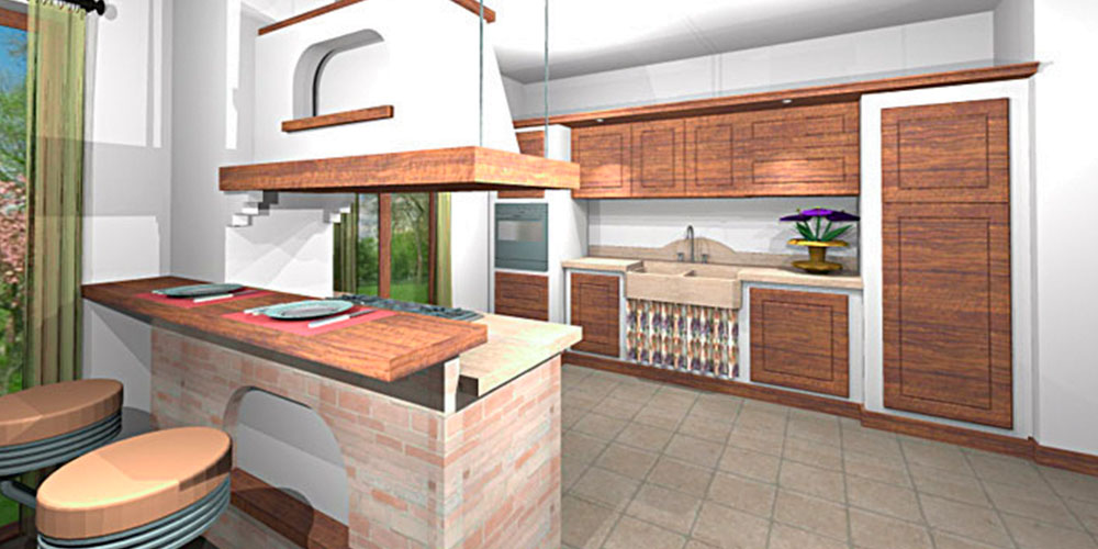 Progettazione di cucine moderne personalizzate con render 3D - Caminetti Carfagna