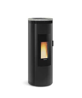 Amika colore Nero con top in pietra naturale stufa a pellet ventilata La Nordica Extraflame Caminetti Carfagna