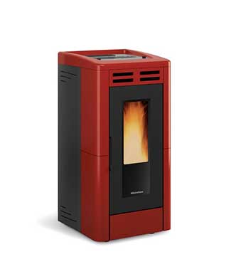 Anastasia Plus colore Bordeaux stufa a pellet canalizzata La Nordica Extraflame Caminetti Carfagna