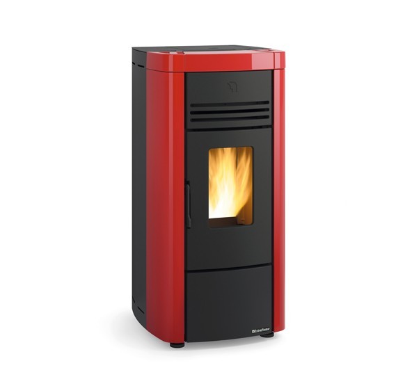 Angela SP Plus colore Bordeaux stufa a pellet ermetica La Nordica Extraflame Evolution Line Caminetti Carfagna