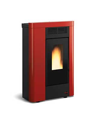 Annabella colore Bordeaux stufa a pellet canalizzata La Nordica Extraflame Caminetti Carfagna