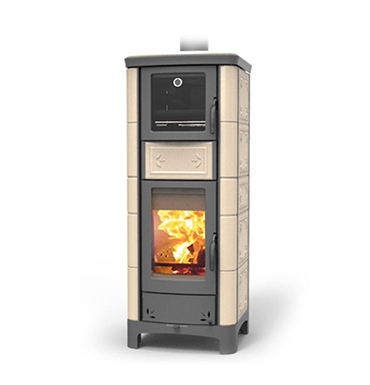 Ardhea-F Evo5 Maiolica Beige termostufa con forno a legna Thermorossi Caminetti Carfagna