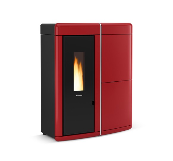 Evelyne colore Bordeaux termostufa a pellet ermetica La Nordica Extraflame Caminetti Carfagna