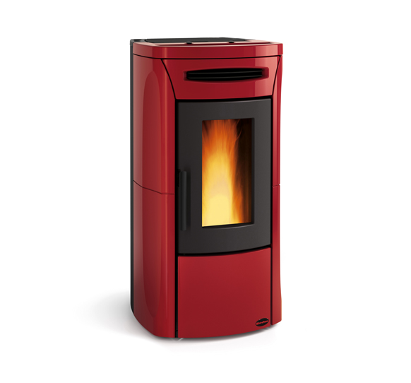 Fiandra Idro colore Bordeaux stufa a pellet ermetica La Nordica Extraflame Caminetti Carfagna