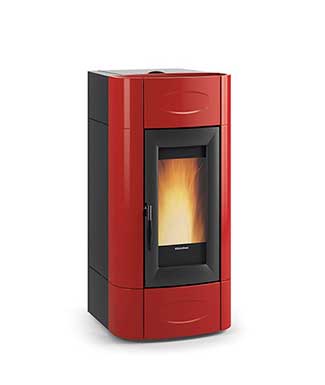 Isidora Idro H20 colore Bordeaux termostufa a pellet ermetica La Nordica Extraflame Caminetti Carfagna