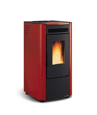 Ketty colore Bordeaux stufa a pellet ventilata La Nordica Extraflame Caminetti Carfagna