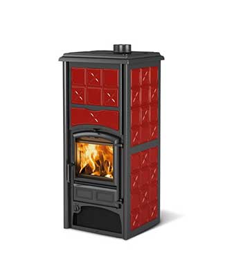 Loriet S DSA colore Bordeaux stufa a legna ad acqua La Nordica Extraflame Caminetti Carfagna