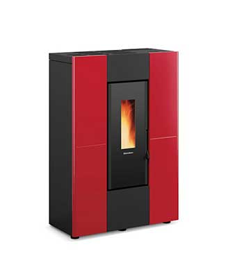 Marilena Plus colore Bordeaux stufa a pellet canalizzata La Nordica Extraflame Caminetti Carfagna