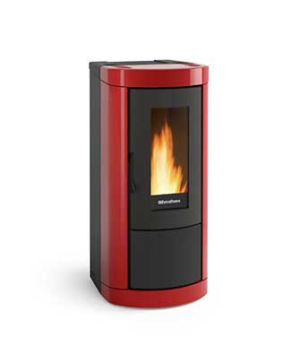 Mietta colore Bordeaux stufa a pellet ermetica La Nordica Extraflame Caminetti Carfagna