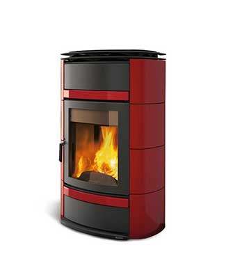 Norma S Idro D.S.A. colore Bordeaux stufa a legna ad acqua La Nordica Extraflame Caminetti Carfagna