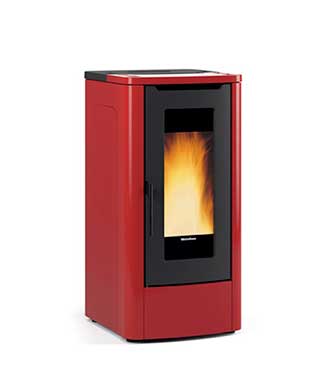 Teorema colore Bordeaux stufa a pellet ventilata La Nordica Extraflame Caminetti Carfagna