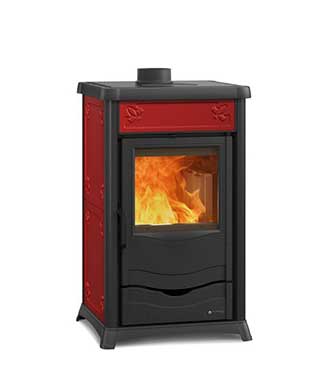 Termonathalie colore Bordeaux stufa a legna ad acqua La Nordica Extraflame Caminetti Carfagna