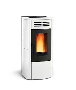 Terry Plus colore Bianco stufa a pellet canalizzata La Nordica Extraflame Caminetti Carfagna