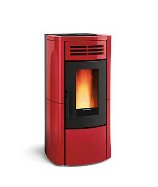 Terry Plus colore Bordeaux stufa a pellet canalizzata La Nordica Extraflame Caminetti Carfagna